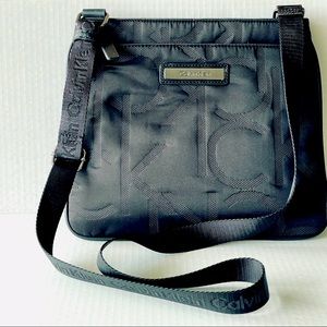 Calvin Klein Black Nylon Logo Crossbody Handbag